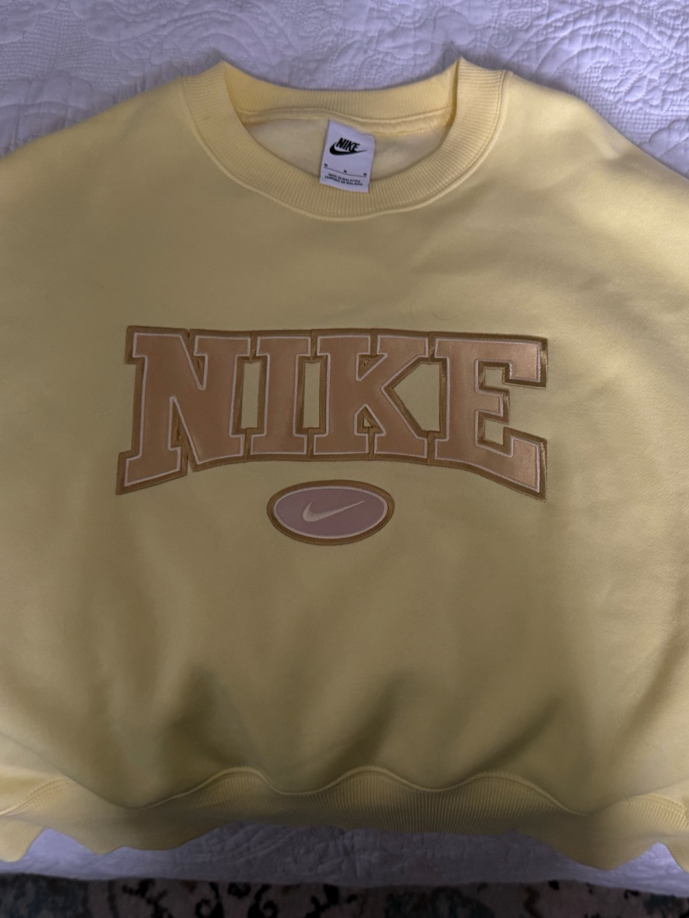 Nike Yellow Crewneck Sweatshirt with Tan Logo